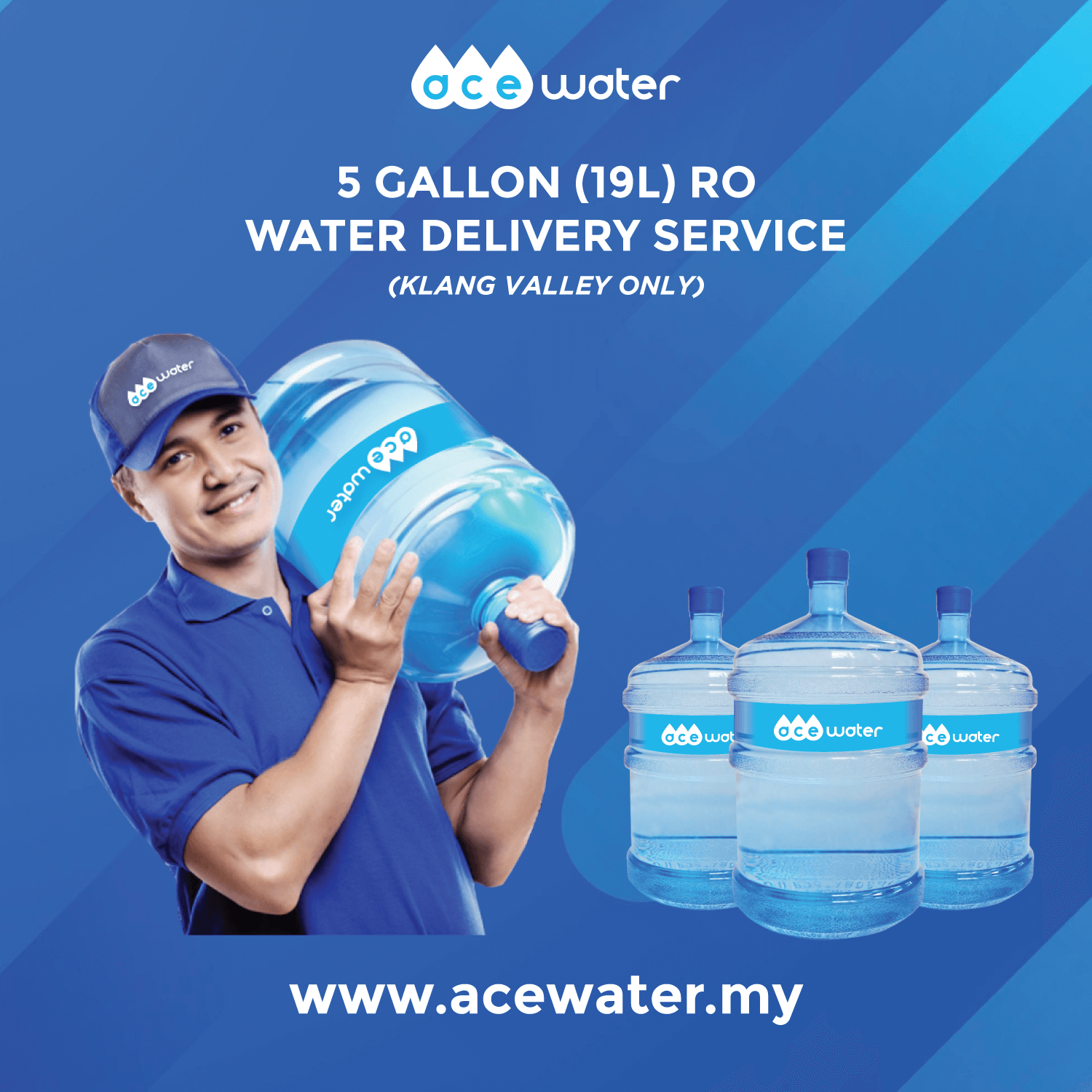 5 Gallon (19 liter) Bottled RO Drinking Water Delivery - Ace Water