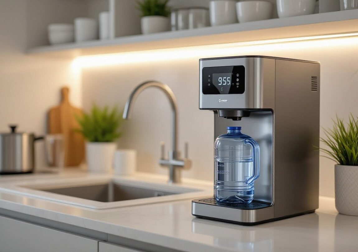 Modern water dispenser in a kitchen, making daily hydration faster, cleaner, and more convenient