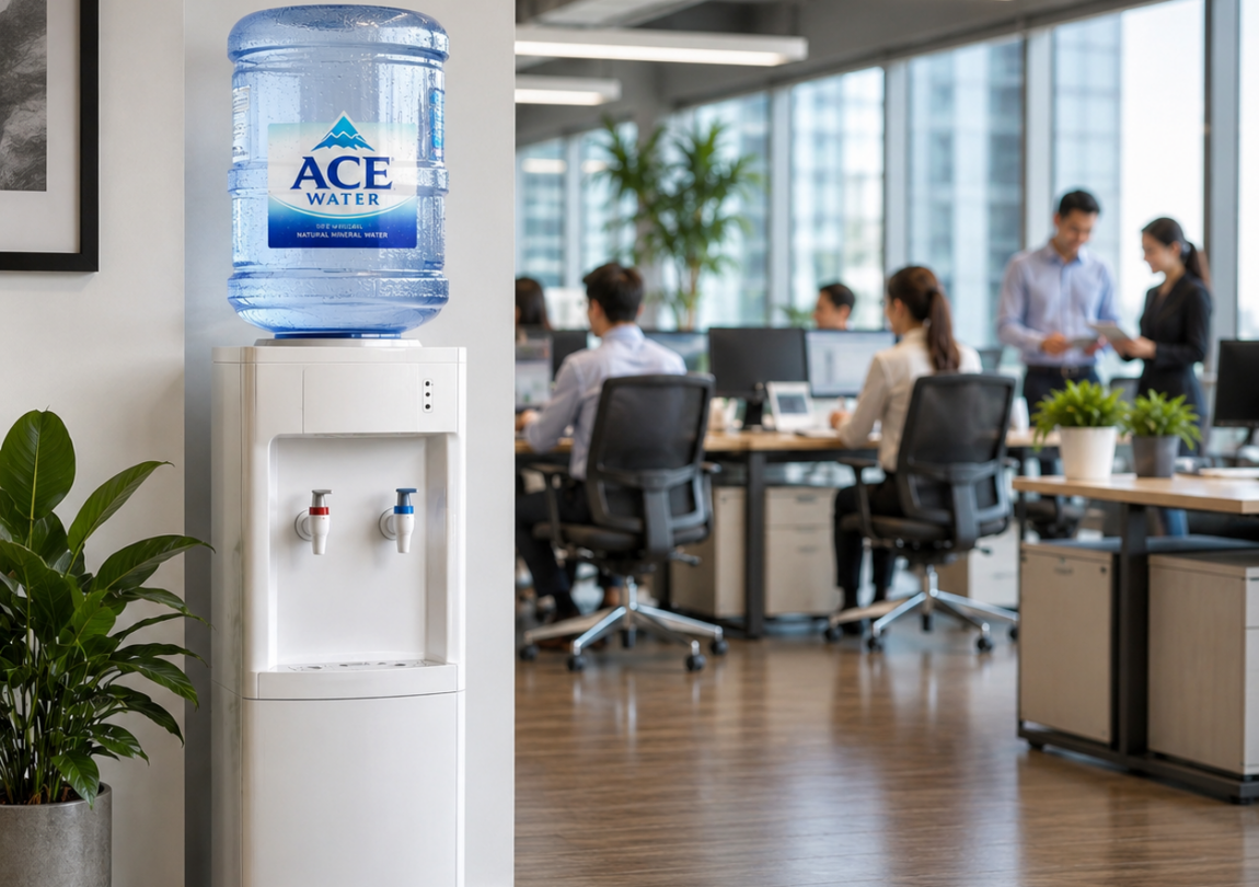 Clean bottled drinking water beside a water testing device and filtration system, highlighting the importance of water quality for health